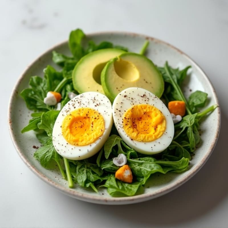 Boiled Eggs with Creamy Avocado and Fresh Greens