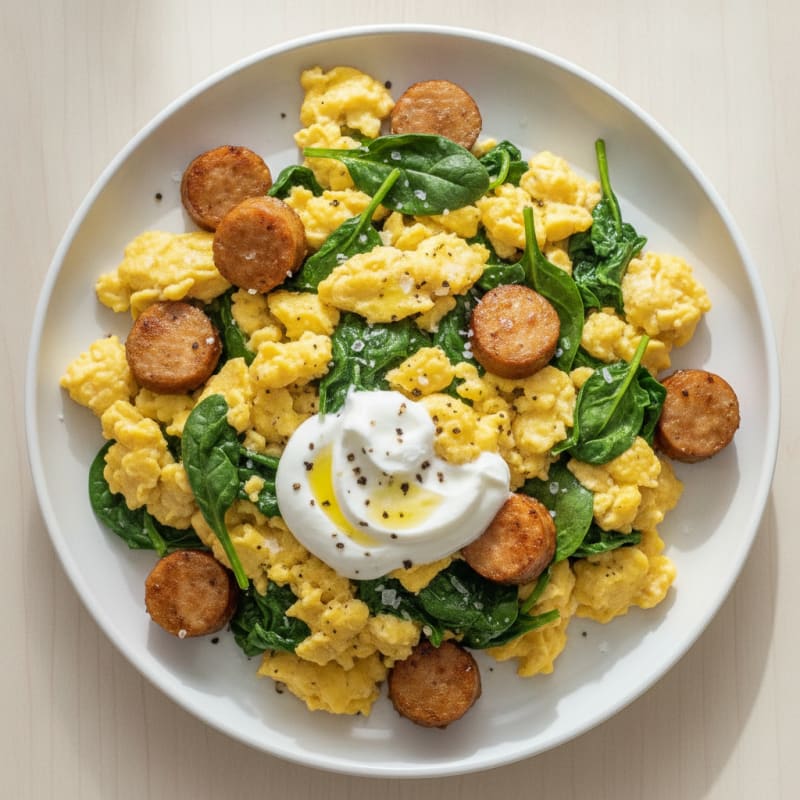 Hearty Scrambled Eggs with Spinach
