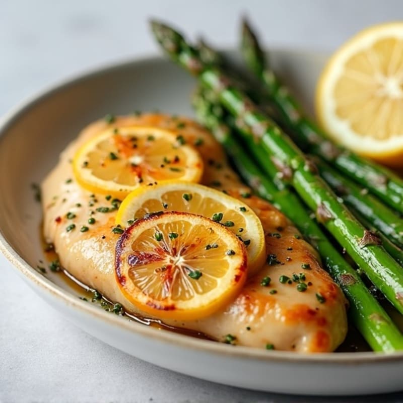 Pan-Seared Lemon Garlic Chicken with Roasted Asparagus