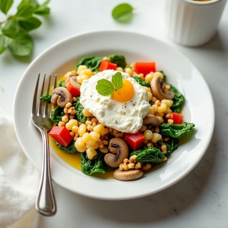 Egg White Veggie Scramble with Cottage Cheese
