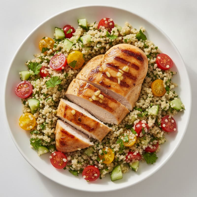 Grilled Lemon-Garlic Chicken Breast with Quinoa Salad