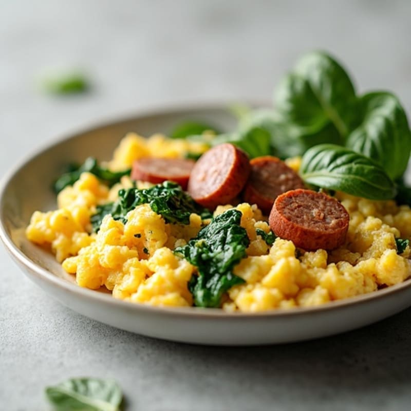 Egg White and Turkey Sausage Scramble with Spinach