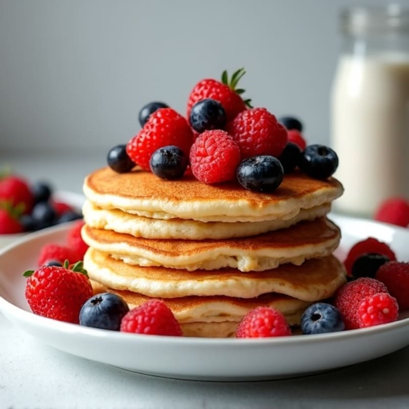 Fluffy Protein Pancakes with Fresh Berries