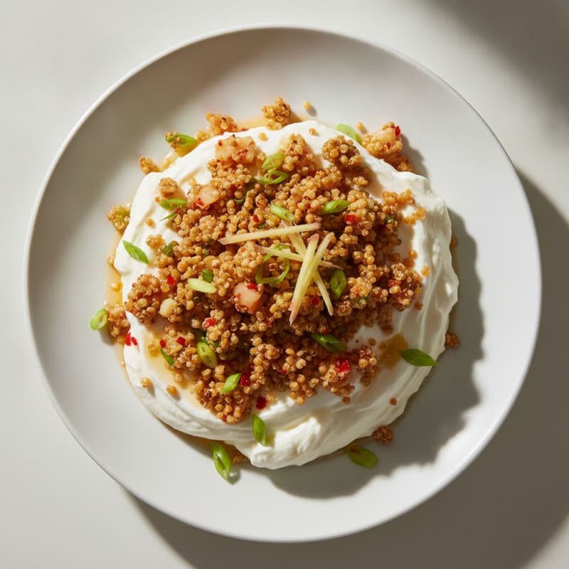 High Protein Yoghurt Mousse with Kimchi Crunch