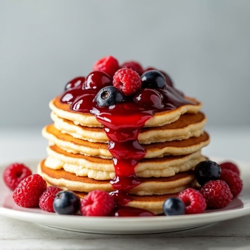 Fluffy Protein Pancakes with Fresh Berry Compote