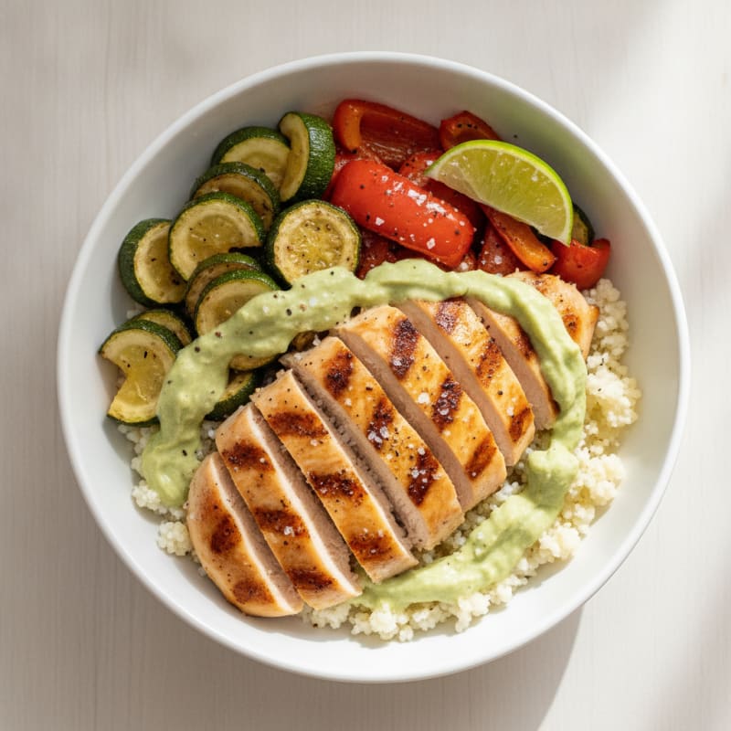 Grilled Chicken and Roasted Vegetable Bowl