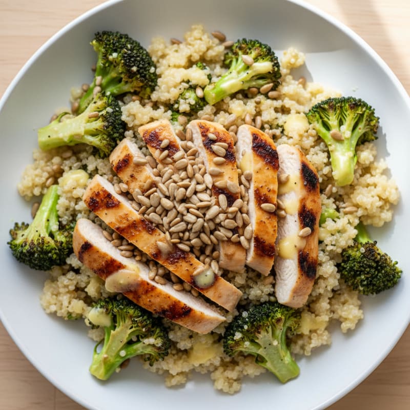 Grilled Chicken Quinoa Bowl with Roasted Broccoli