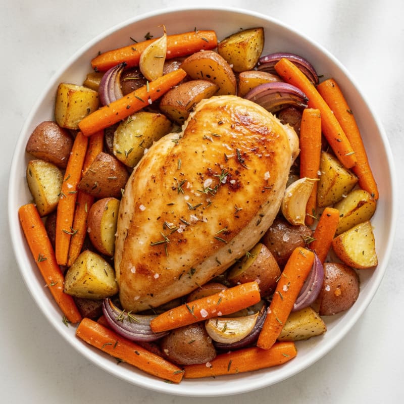 Garlic Herb Roasted Chicken with Root Vegetables