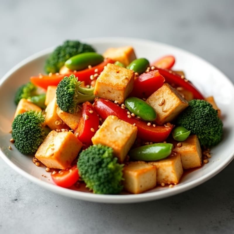 Crispy Sesame Tofu Stir-Fry with Fresh Vegetables