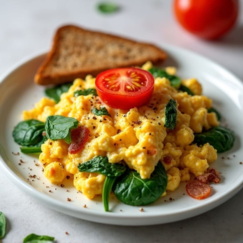Egg White Scramble with Spinach and Turkey Bacon