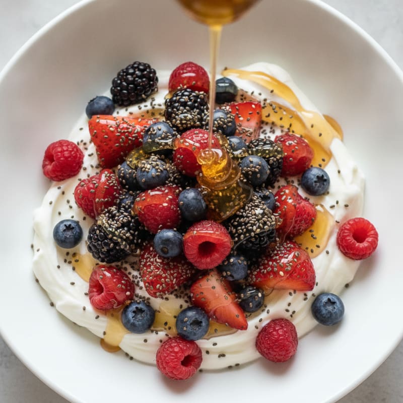 Creamy Greek Yogurt with Mixed Berries and Chia Seeds