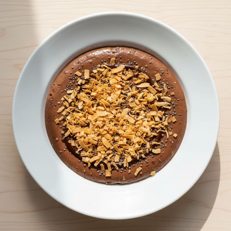 Silky Chocolate Protein Pudding with Toasted Coconut