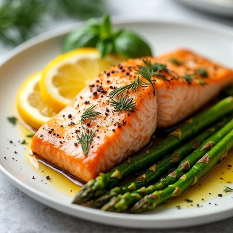 Lemon-Herb Roasted Salmon with Tender Asparagus