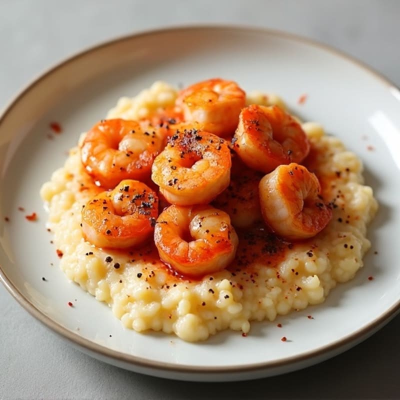 Spicy Seared Shrimp with Creamy Whole Grain Grits