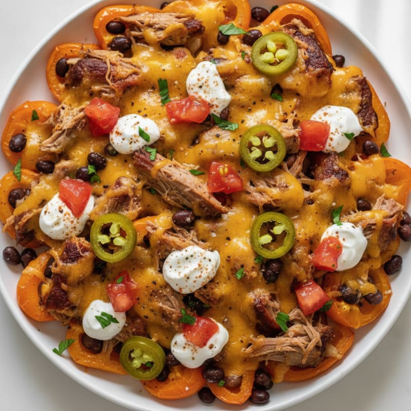 Smoky Pulled Pork Nachos with Pickled Jalapeños