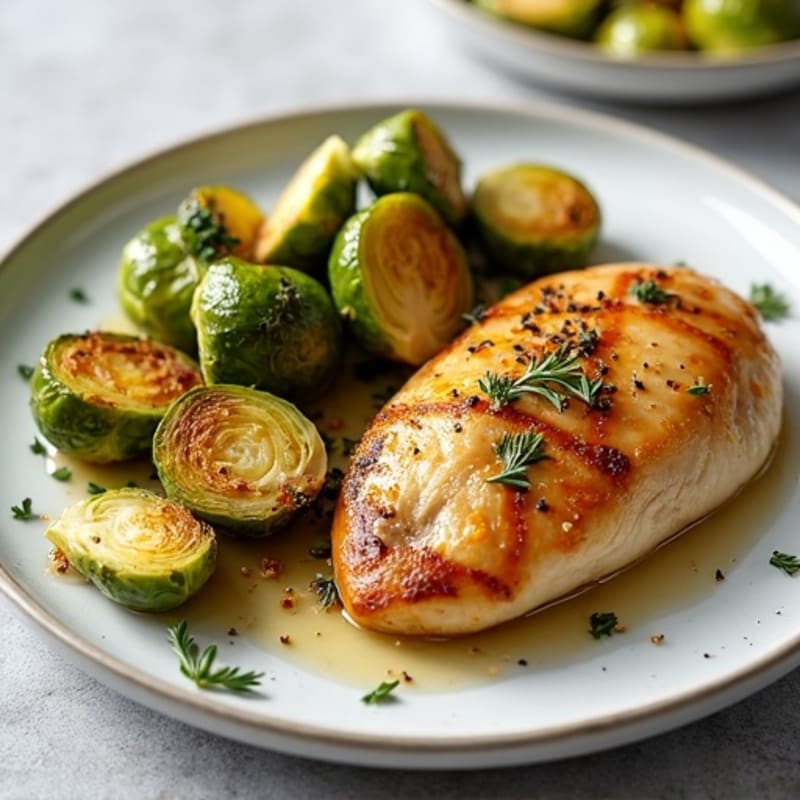 Garlic Herb Roasted Chicken and Crispy Brussels Sprouts