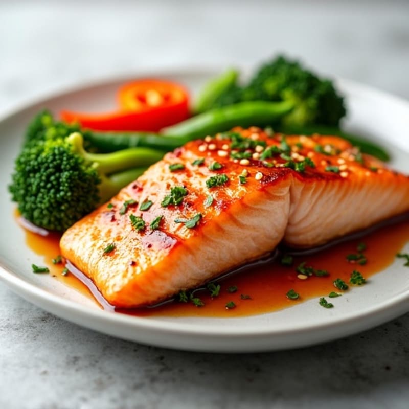Honey-Ginger Glazed Salmon with Sesame Vegetables