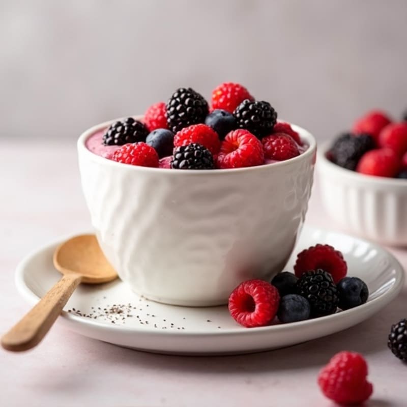 Silky Vanilla Protein Yogurt with Mixed Berries