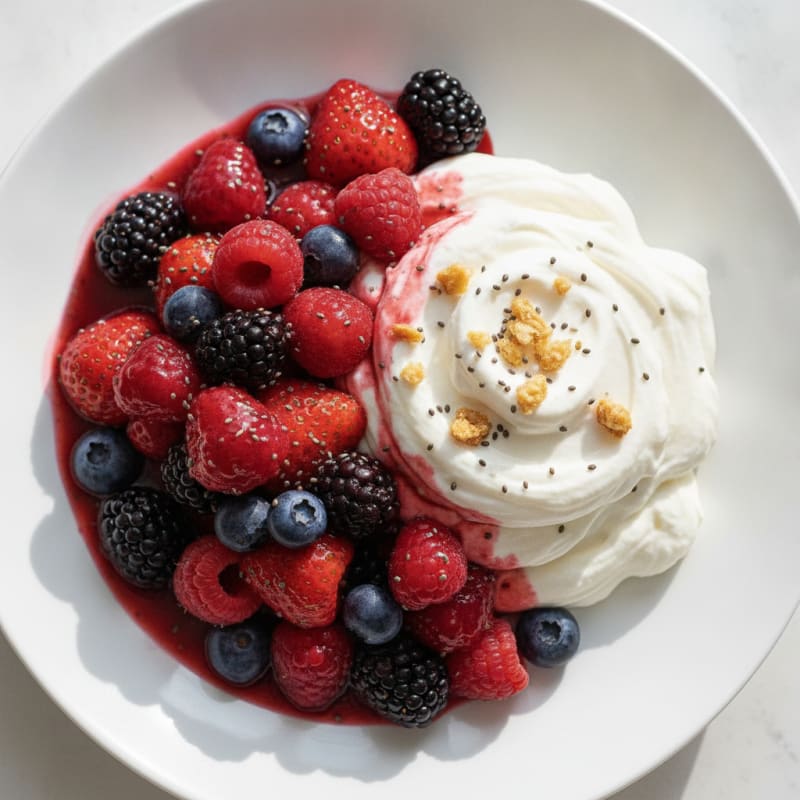 Silky Greek Yogurt Protein Mousse with Mixed Berries