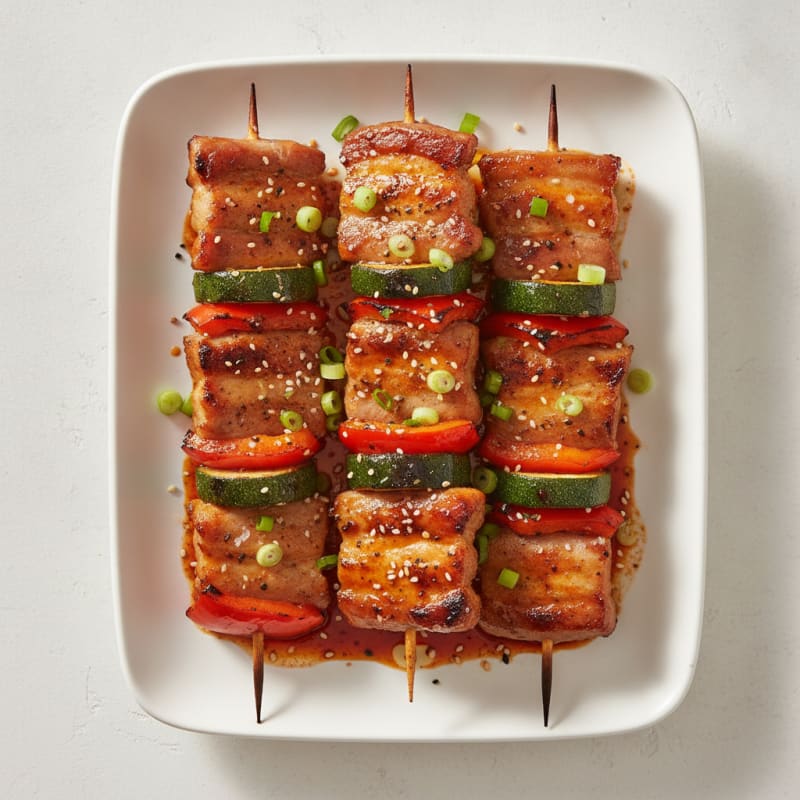 Spicy Gochujang Pork Belly Skewers