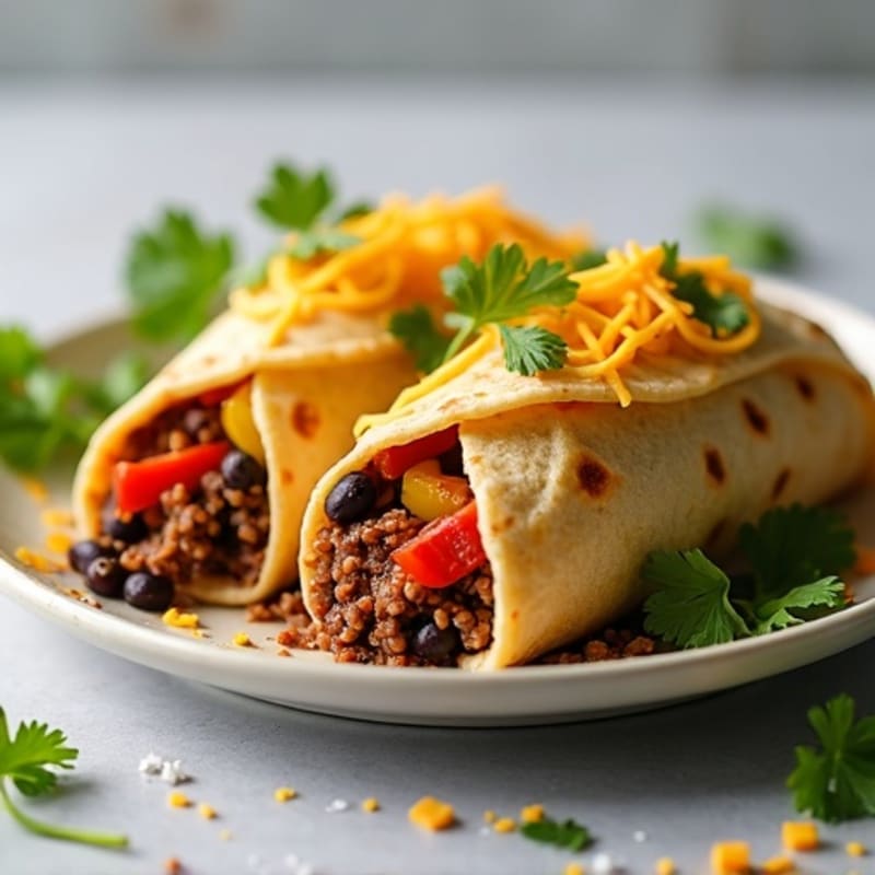Hearty Baked Lean Ground Beef and Black Bean Stuffed Tortillas