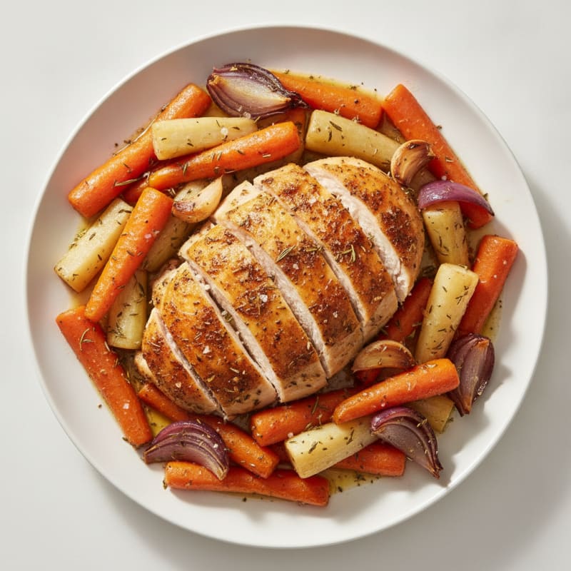 Garlic Herb Roasted Chicken with Root Vegetables