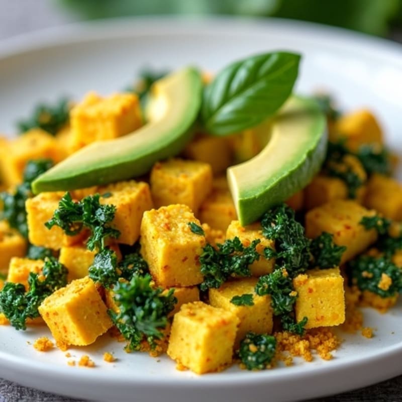 Turmeric Tofu Scramble with Spinach and Creamy Avocado