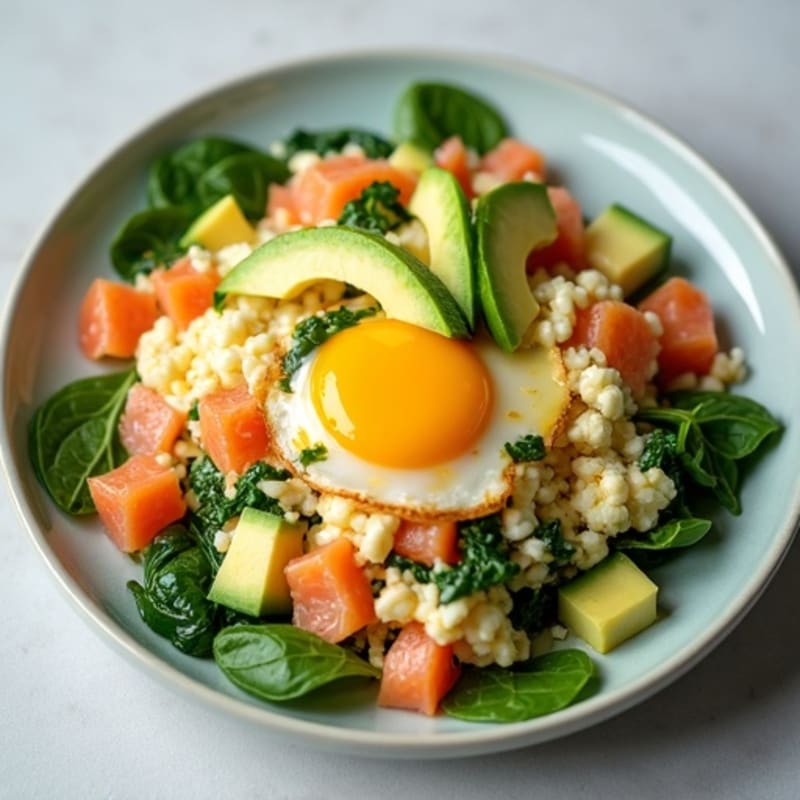 Cottage Cheese Scramble with Smoked Salmon and Spinach
