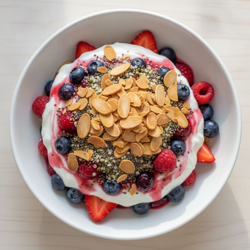 Greek Yogurt Protein Parfait with Mixed Berries