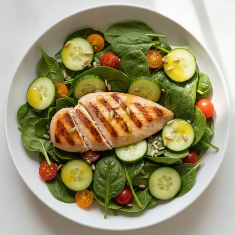 Grilled Chicken and Spinach Salad with Lemon Vinaigrette