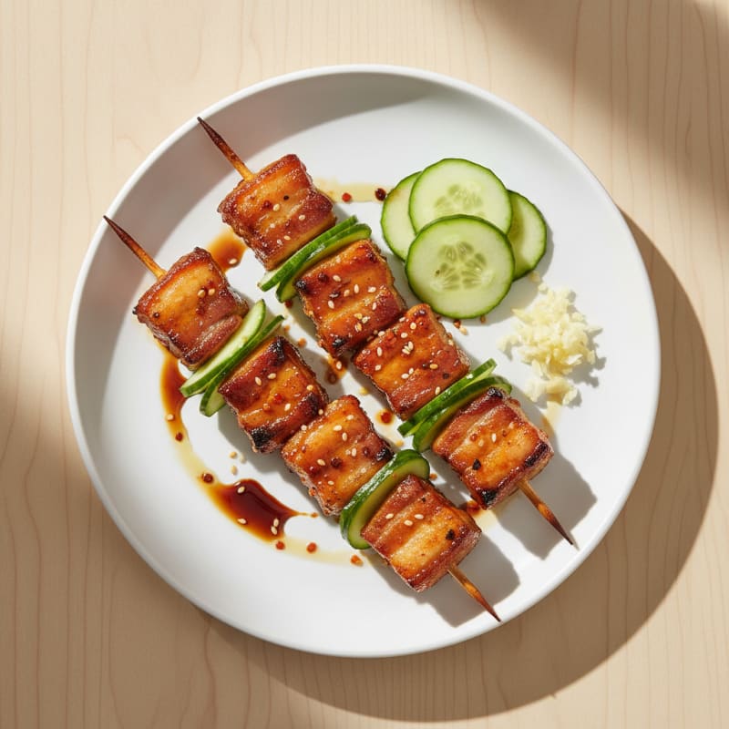 Spicy Gochujang Pork Belly Skewers