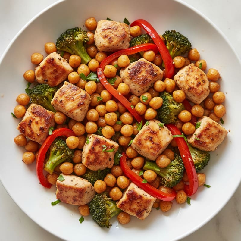 Roasted Chickpea and Chicken Vegetable Bowl