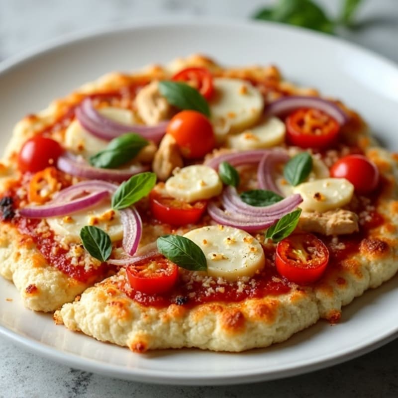 Crispy Cauliflower Crust Pizza with Lean Chicken and Roasted Vegetables