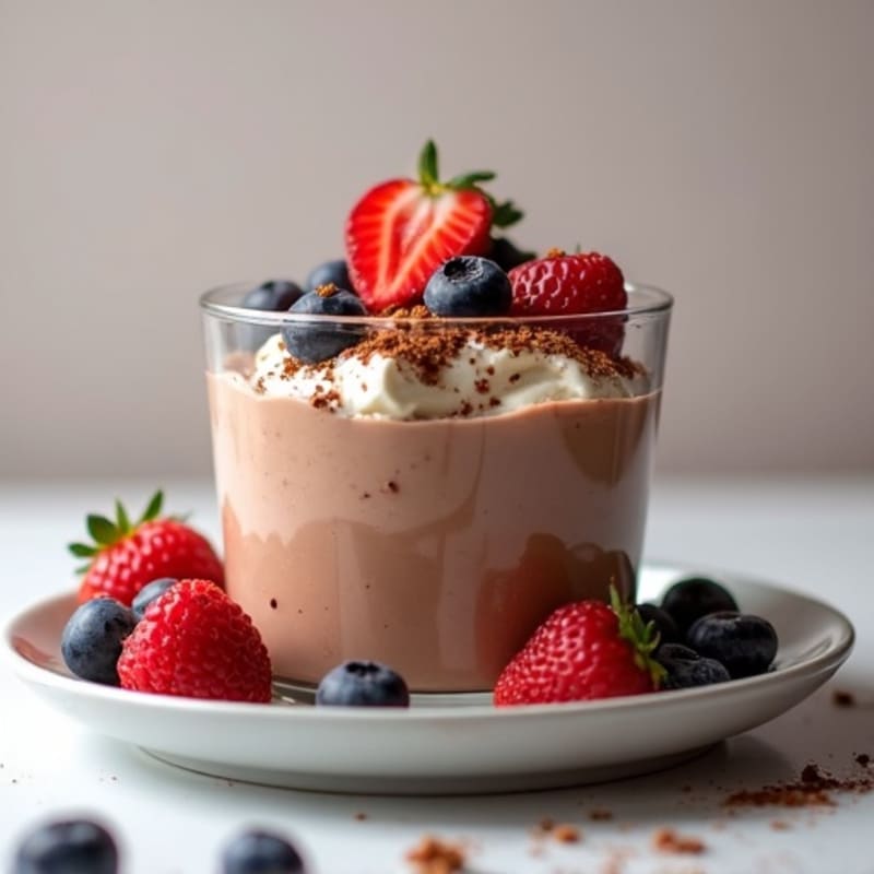 Silky Chocolate Protein Pudding with Cottage Cheese and Berries