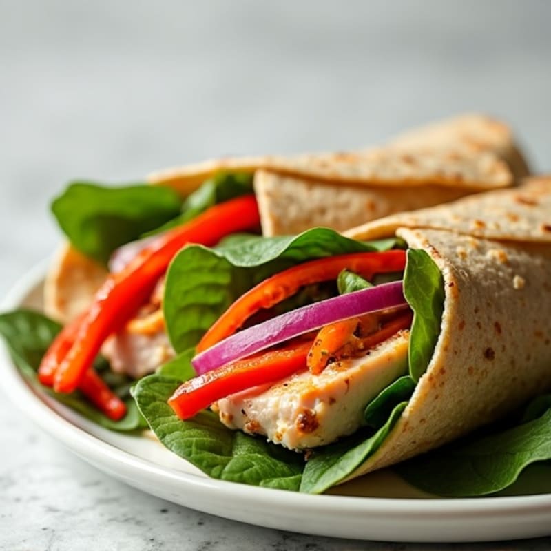 Zesty Herb-Marinated Turkey and Crispy Vegetable Whole Wheat Wrap