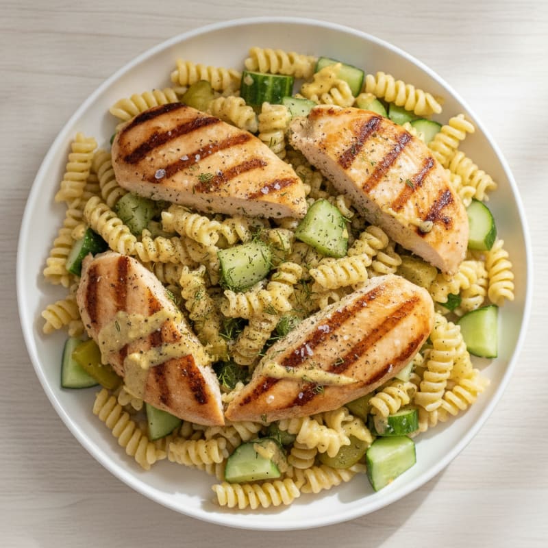 Grilled Chicken and Cucumber Pasta Salad