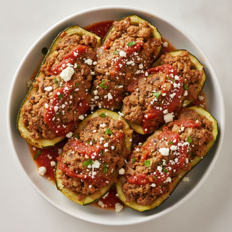 Turkey and Herb Stuffed Zucchini Boats