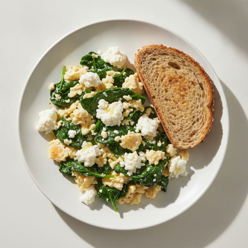 Egg White and Spinach Scramble with Cottage Cheese