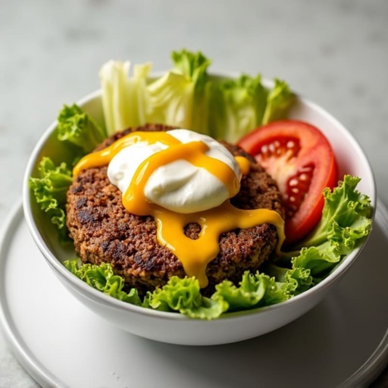 Lean Ground Beef Cheeseburger Bowl with Crispy Lettuce and Tangy Special Sauce