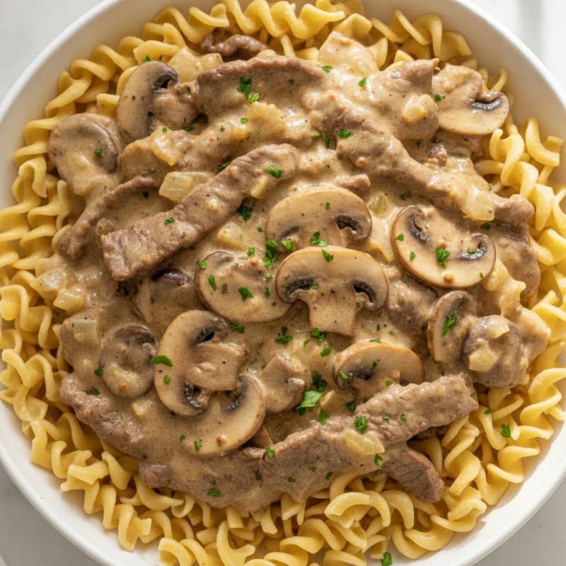 Classic Beef Stroganoff with Egg Noodles