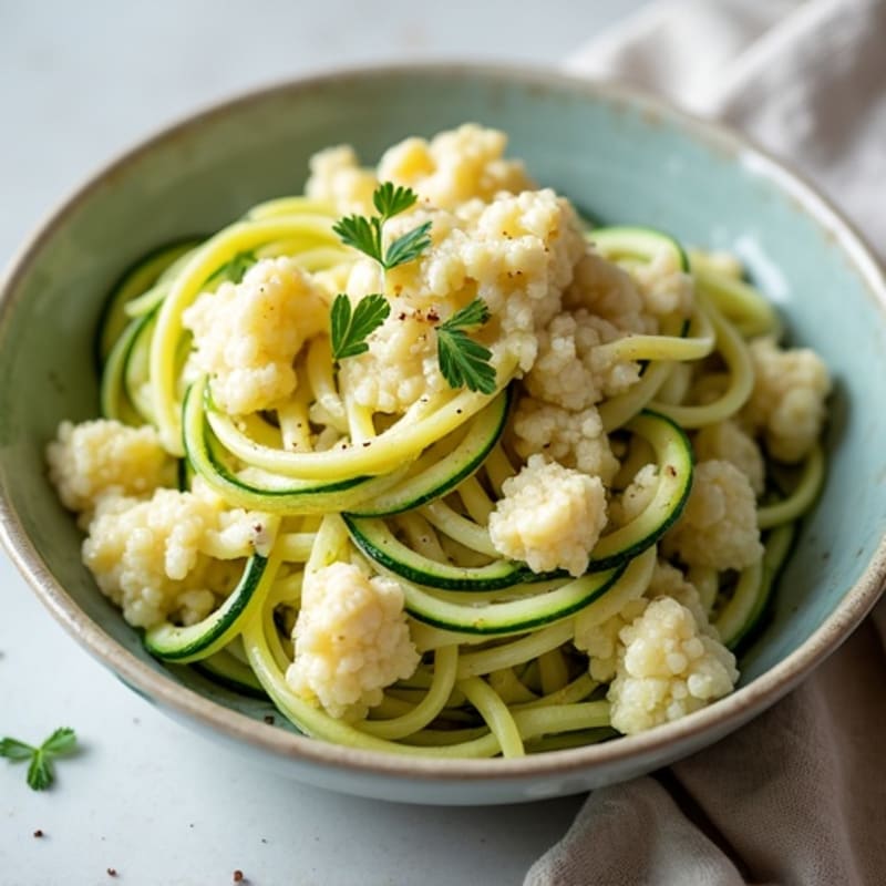 Creamy Cashew Cauliflower Alfredo with Zucchini Noodles