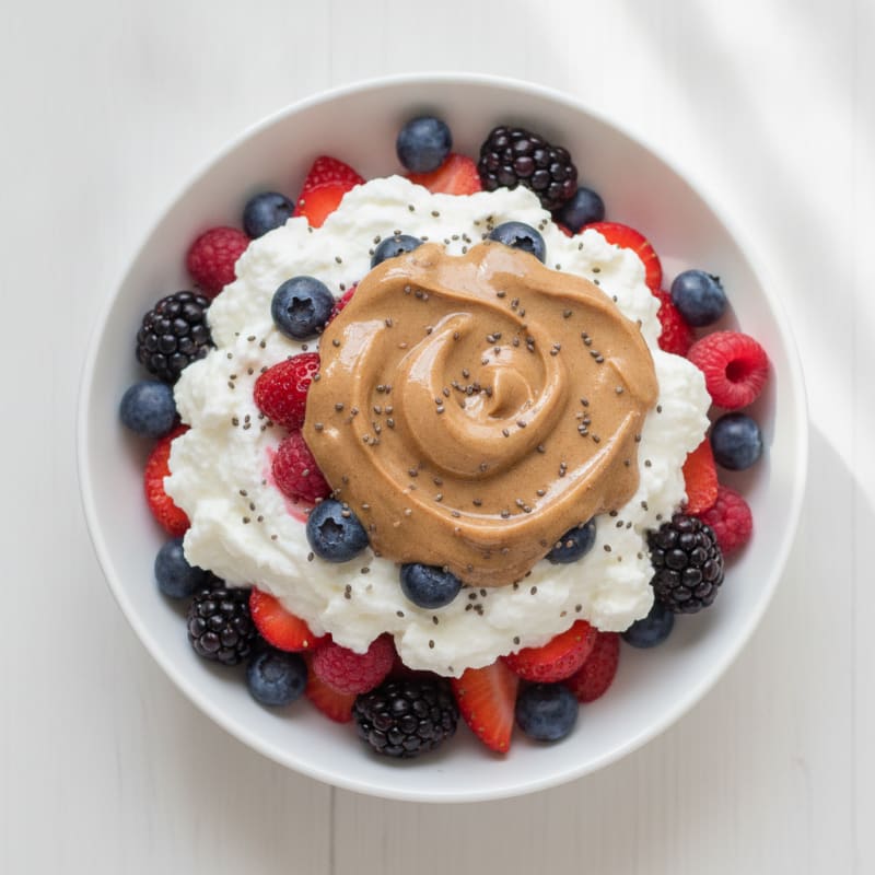 Greek Yogurt Protein Parfait with Mixed Berries and Almond Butter