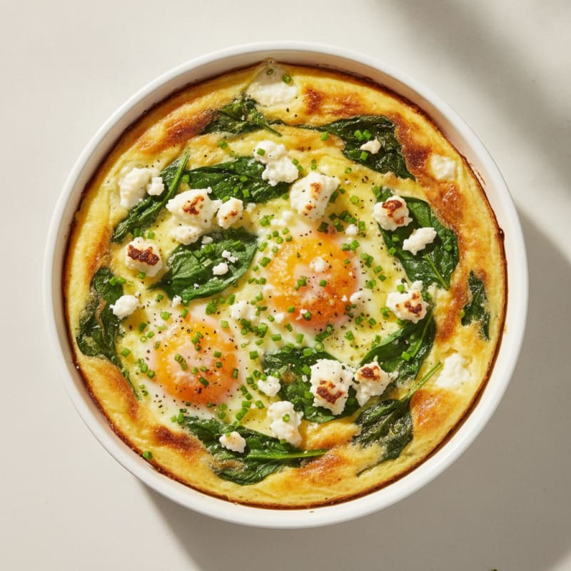Cheesy Baked Eggs with Spinach and Feta