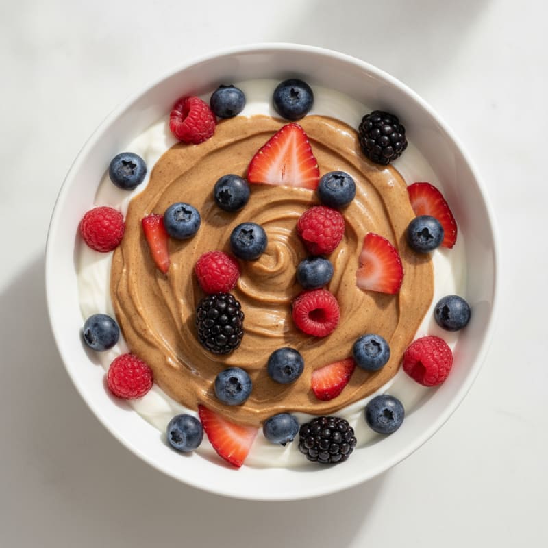 Creamy Greek Yogurt Protein Bowl with Mixed Berries and Almond Butter