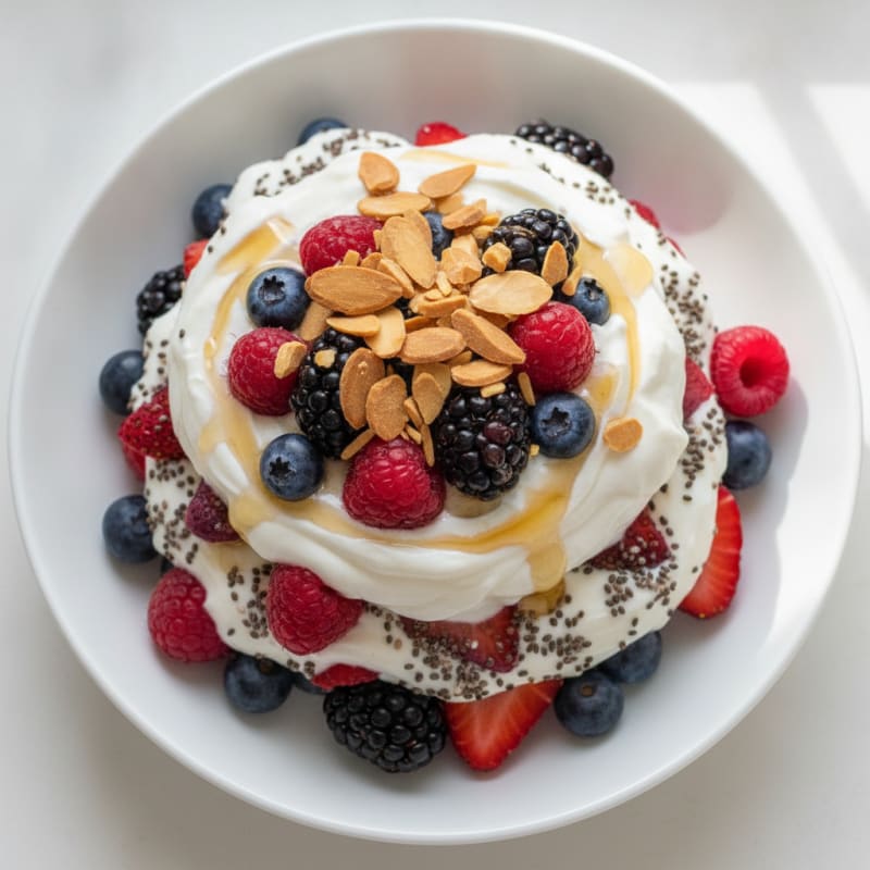 Creamy Greek Yogurt Protein Parfait with Mixed Berries and Chia