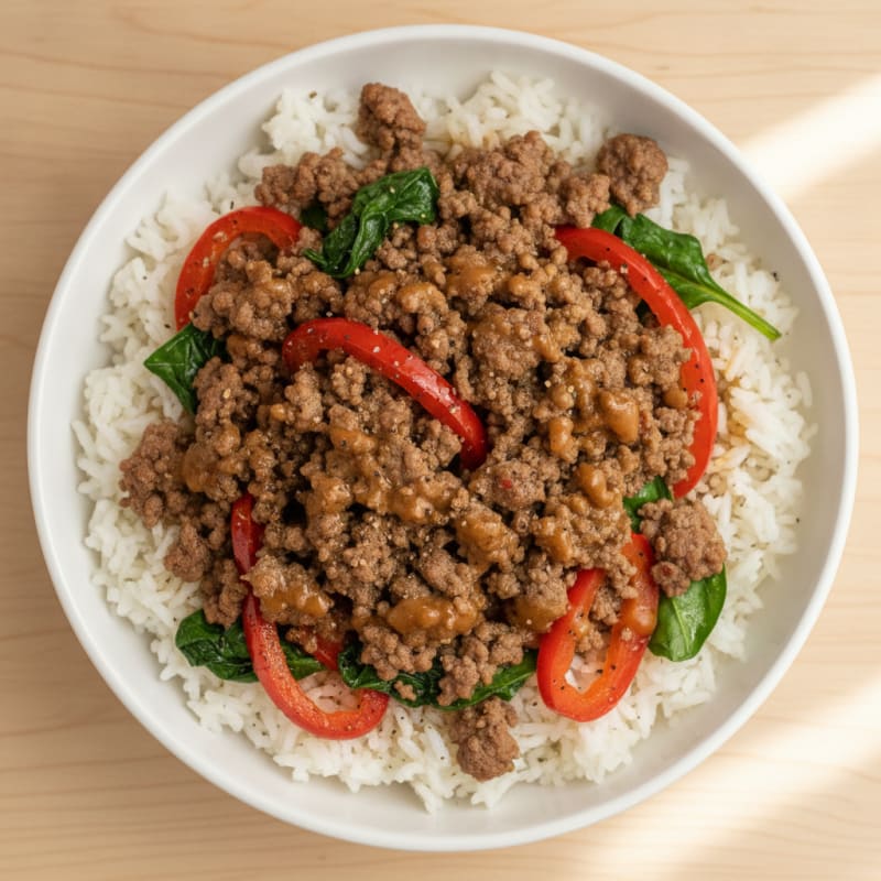 Savory Ground Beef and Rice Bowl
