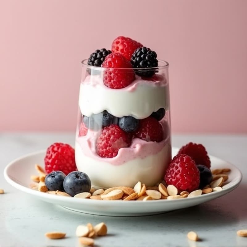 Greek Yogurt Protein Parfait with Berries and Almonds