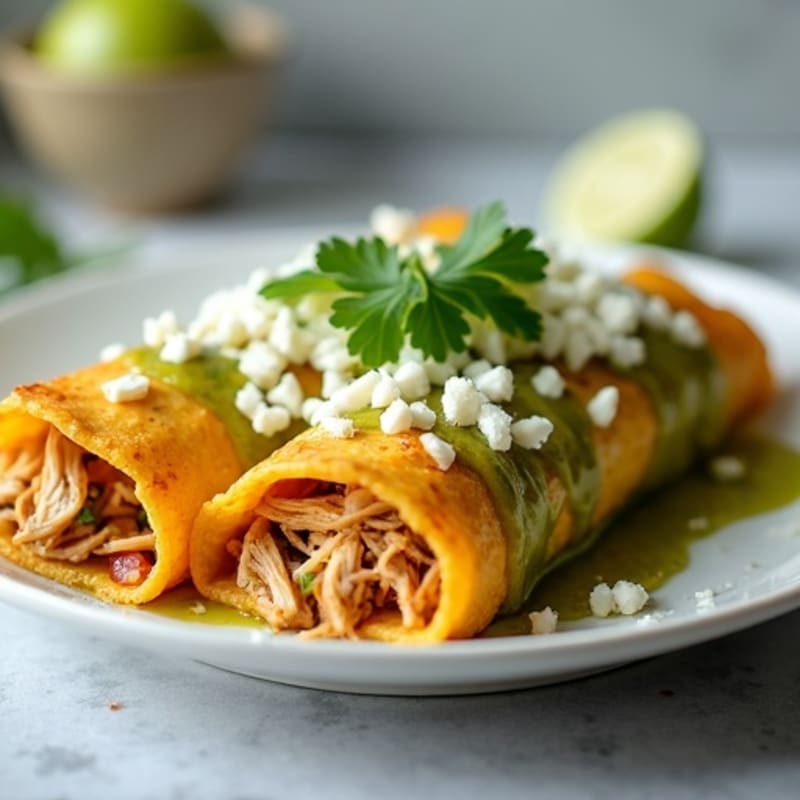 Salsa Verde Shredded Chicken Enchiladas