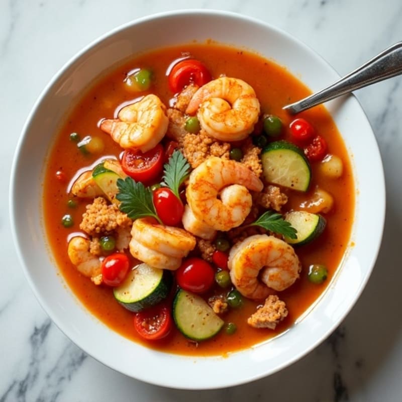 Hearty Spicy Chicken and Shrimp Vegetable Stew