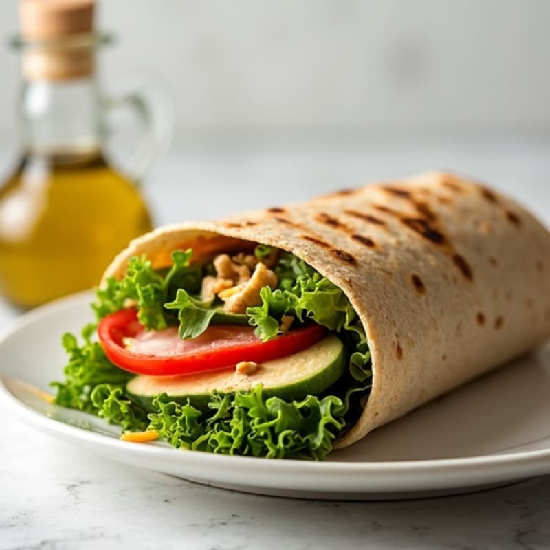 Grilled Turkey and Hummus Wrap with Mixed Greens